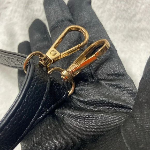 Black Leather Strap with Gold Clasps - Picture 2 of 6